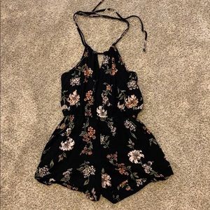 Black & floral halter romper like new